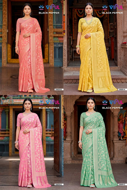 Black Pepper 35609 Vipul Brasso Sarees Supplier