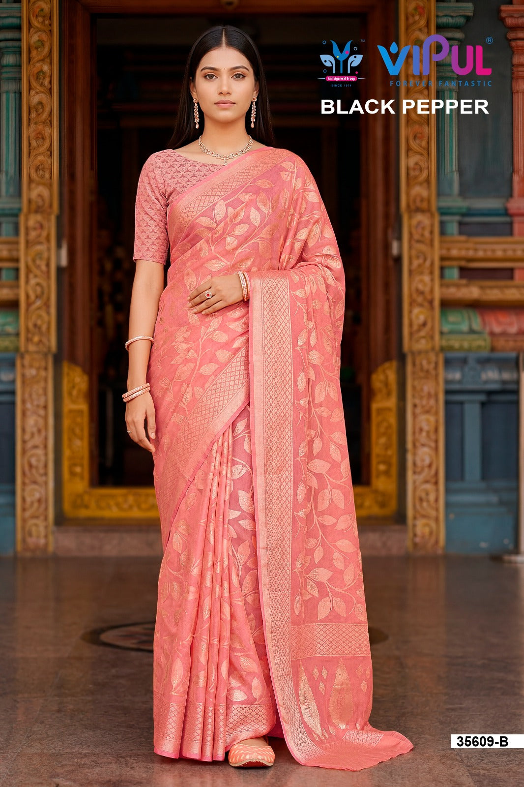 Black Pepper 35609 Vipul Brasso Sarees Supplier