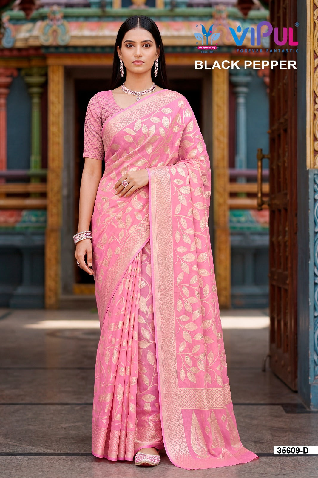 Black Pepper 35609 Vipul Brasso Sarees Supplier