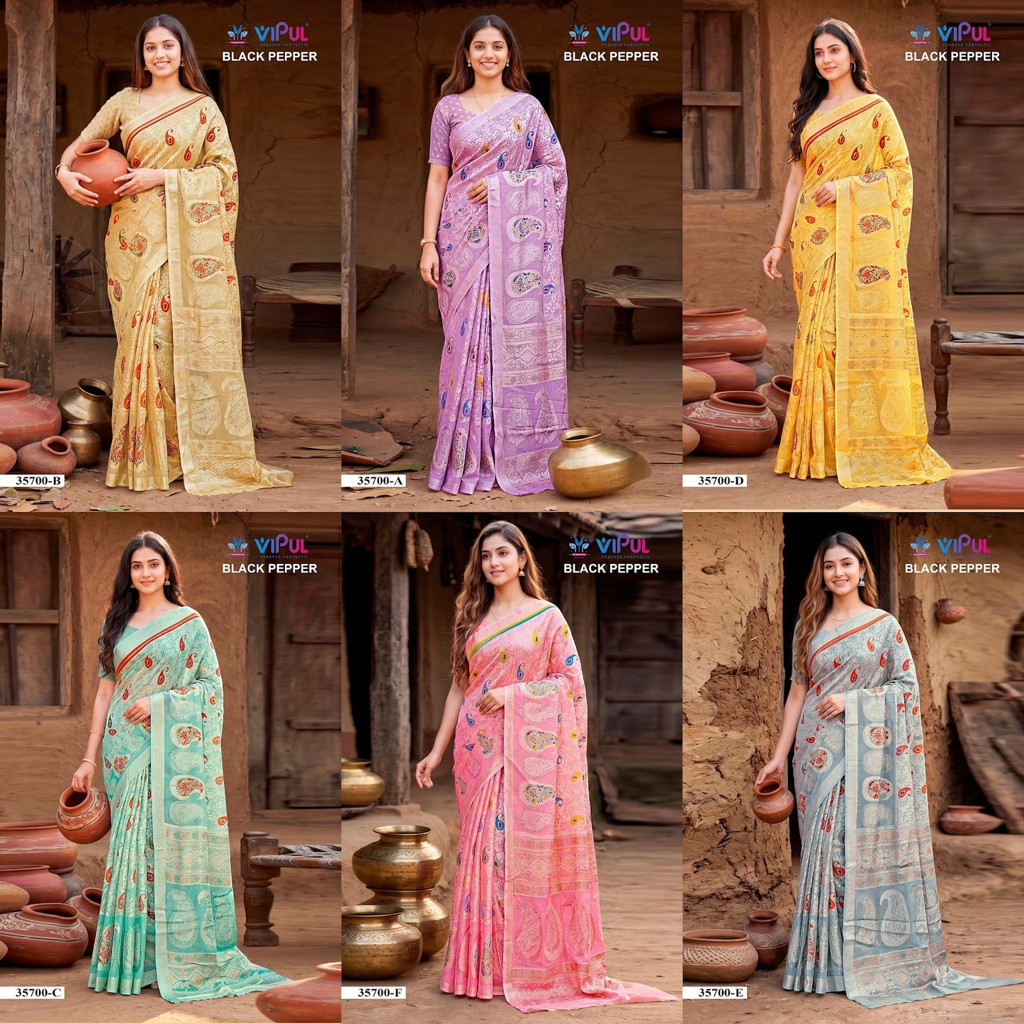 Black Pepper 35700 Vipul Brasso Sarees Manufacturer