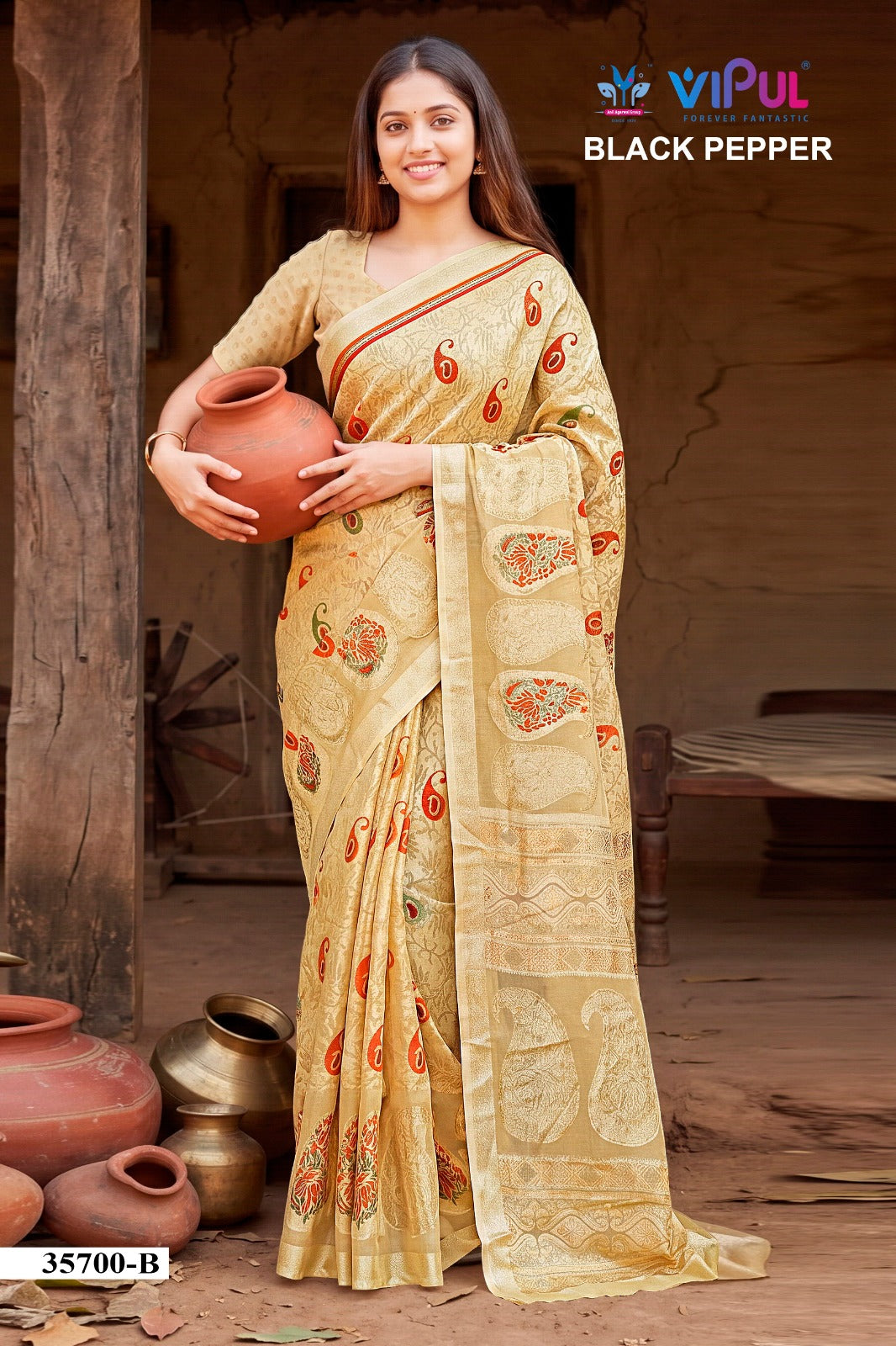 Black Pepper 35700 Vipul Brasso Sarees Manufacturer