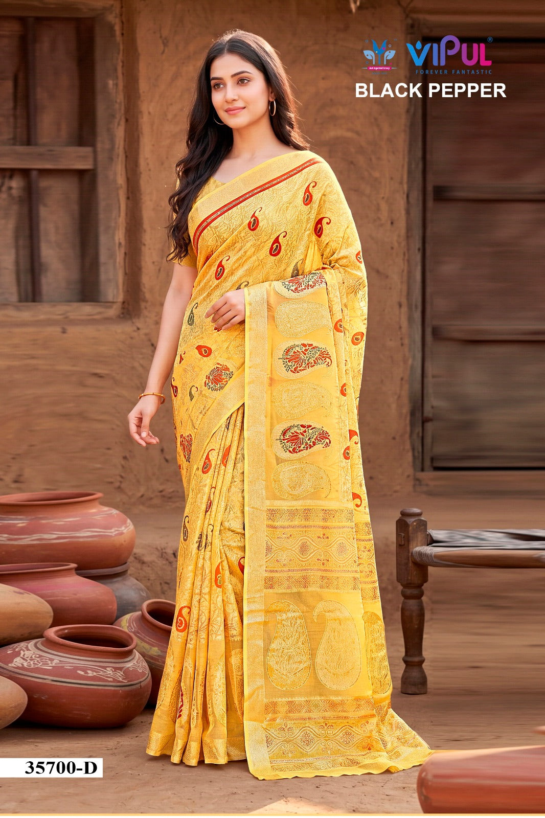 Black Pepper 35700 Vipul Brasso Sarees Manufacturer