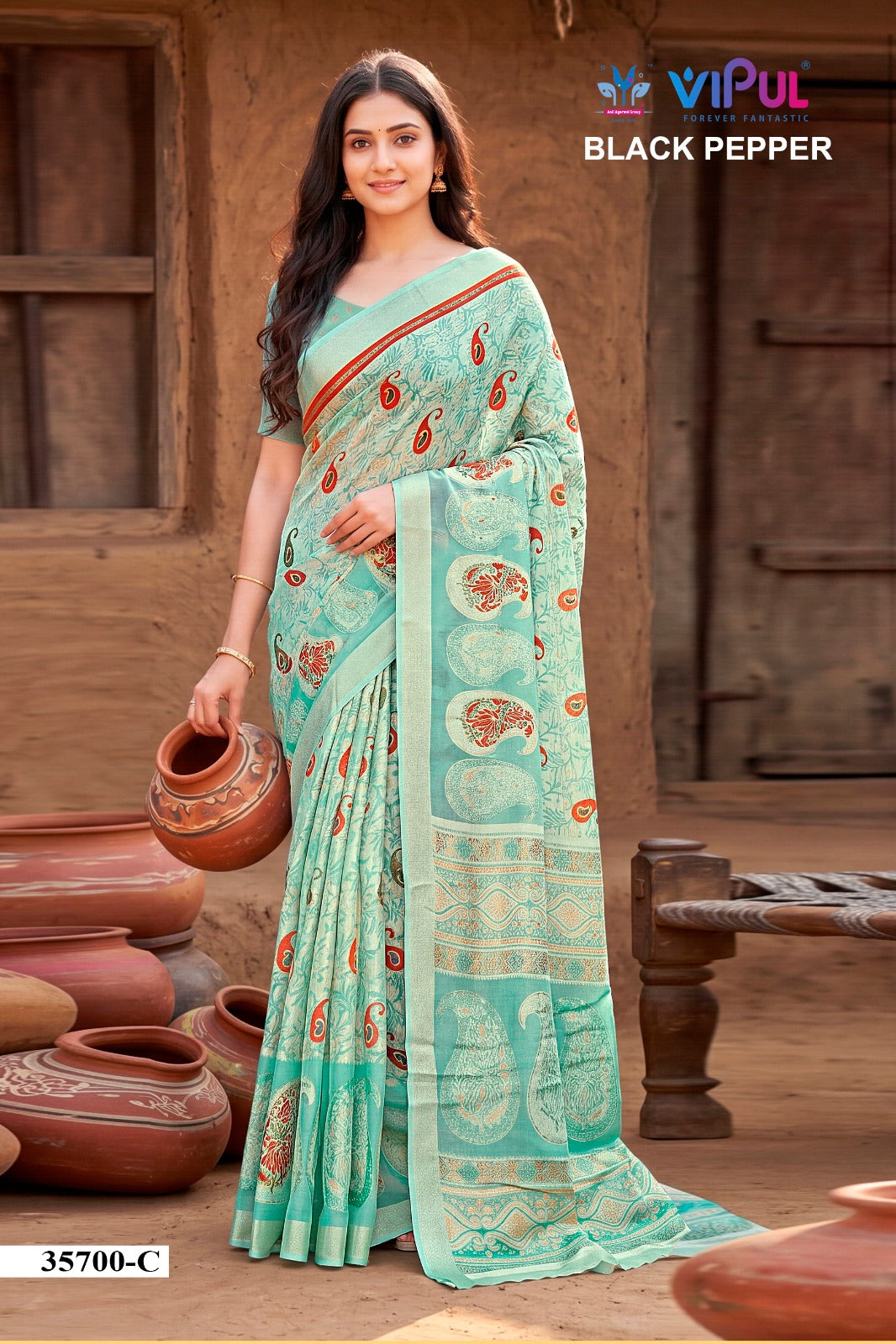 Black Pepper 35700 Vipul Brasso Sarees Manufacturer