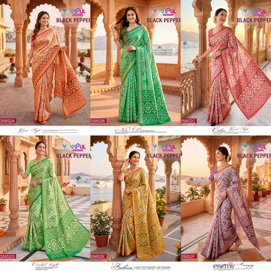 Black Pepper 35852 Vipul Brasso Sarees Exporter Ahmedabad