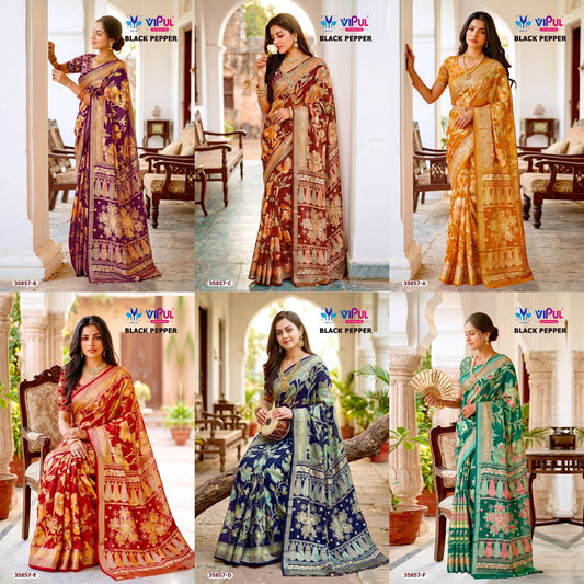 Black Pepper 35857 Vipul Brasso Sarees Exporter Gujarat