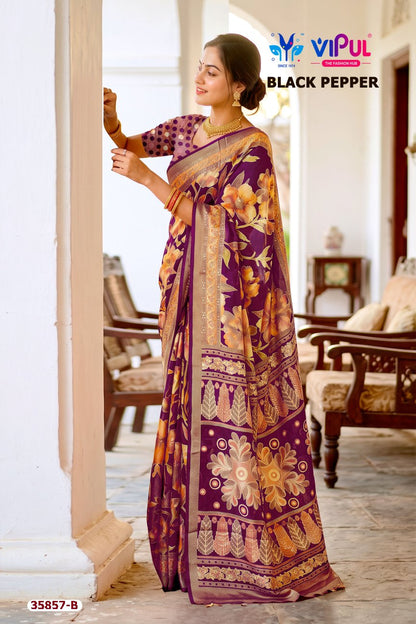 Black Pepper 35857 Vipul Brasso Sarees Exporter Gujarat