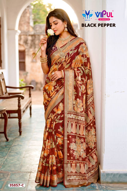 Black Pepper 35857 Vipul Brasso Sarees Exporter Gujarat