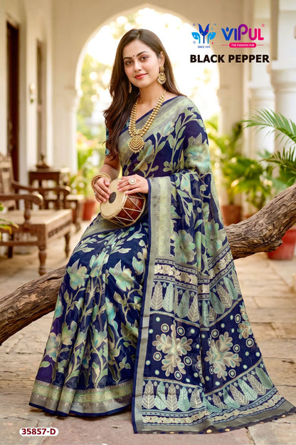 Black Pepper 35857 Vipul Brasso Sarees Exporter Gujarat