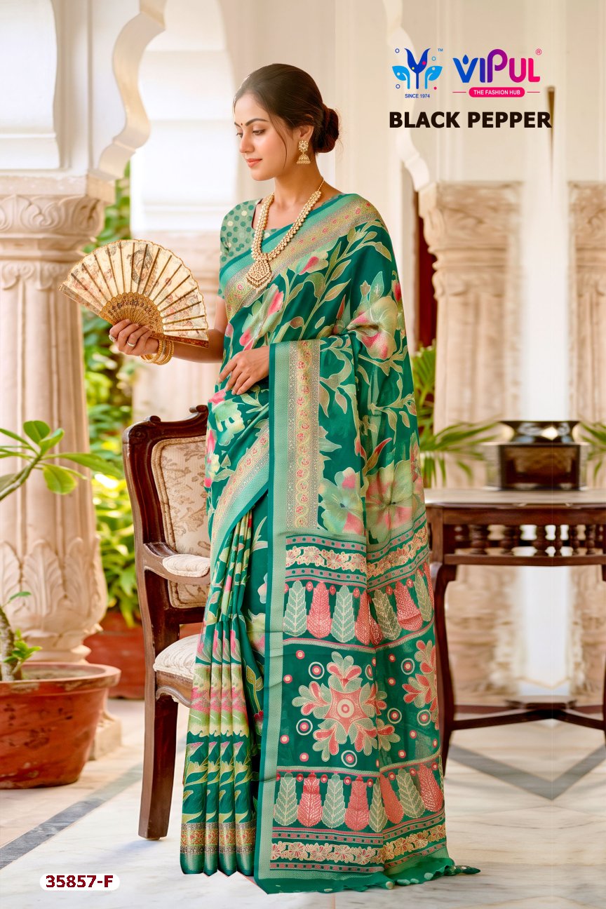 Black Pepper 35857 Vipul Brasso Sarees Exporter Gujarat