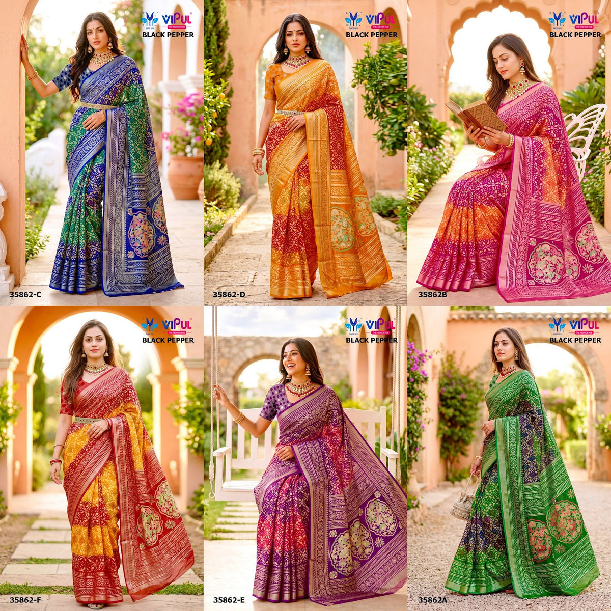 Black Pepper 35862 Vipul Brasso Sarees Supplier Gujarat
