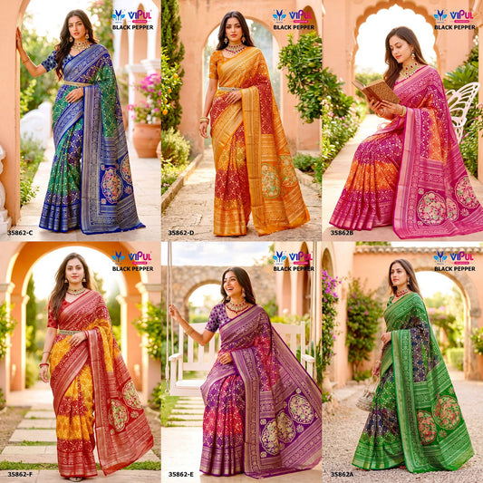 Black Pepper 35862 Vipul Brasso Sarees Supplier Gujarat