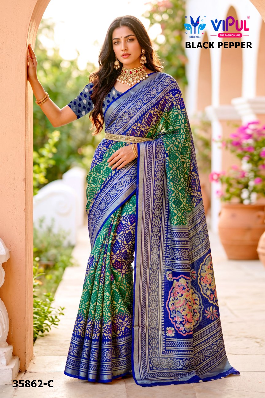 Black Pepper 35862 Vipul Brasso Sarees Supplier Gujarat