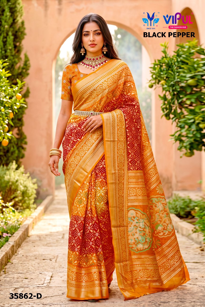 Black Pepper 35862 Vipul Brasso Sarees Supplier Gujarat
