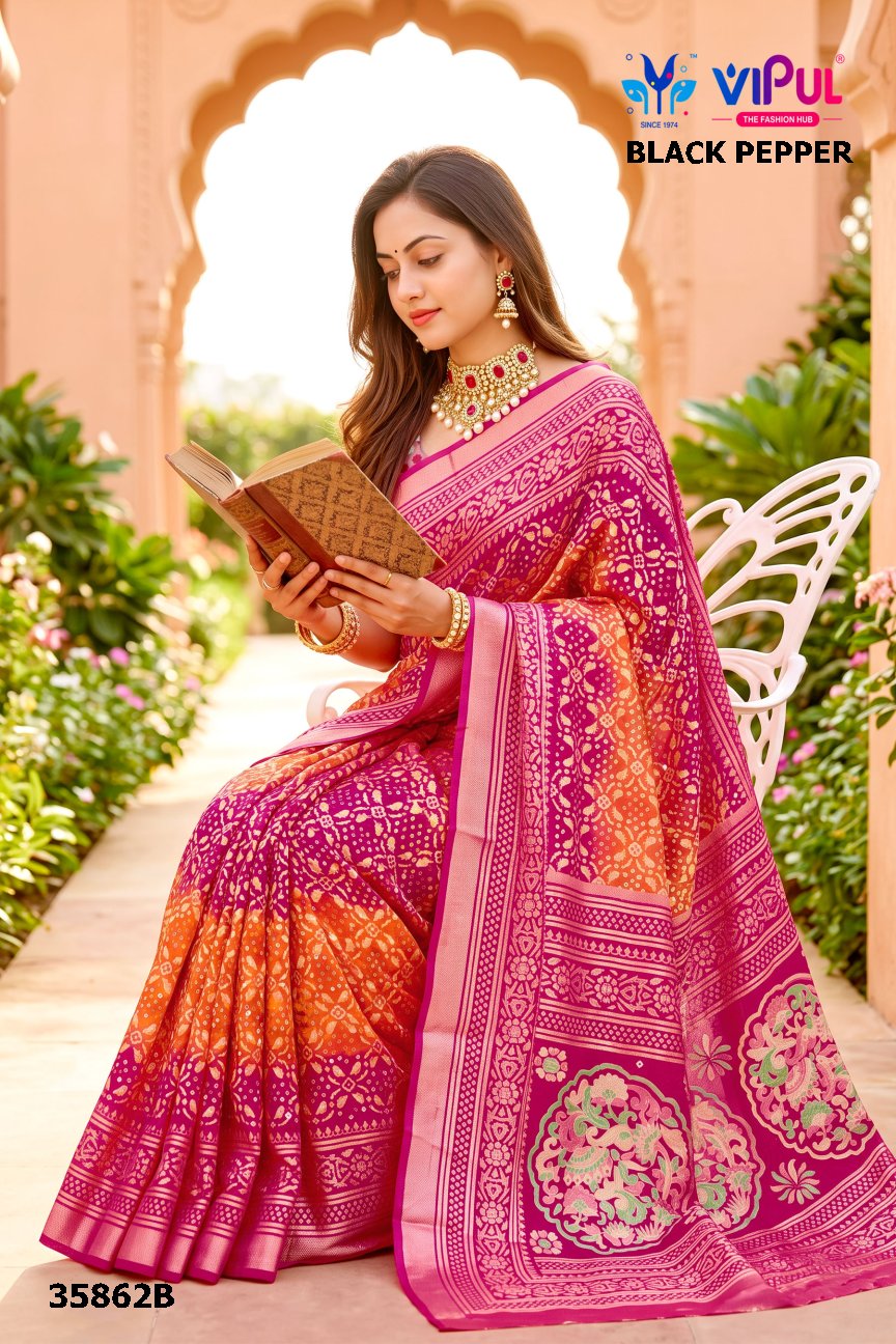 Black Pepper 35862 Vipul Brasso Sarees Supplier Gujarat