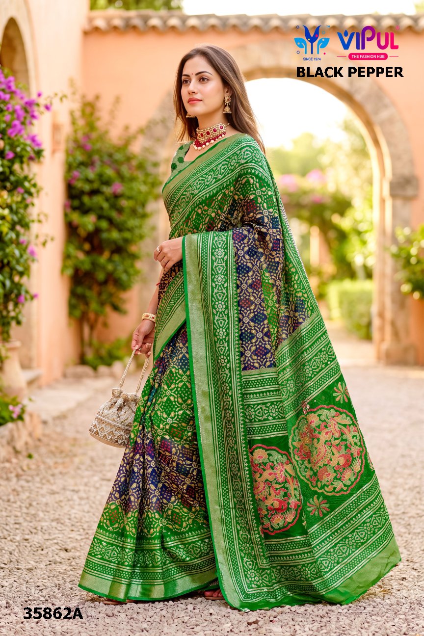 Black Pepper 35862 Vipul Brasso Sarees Supplier Gujarat