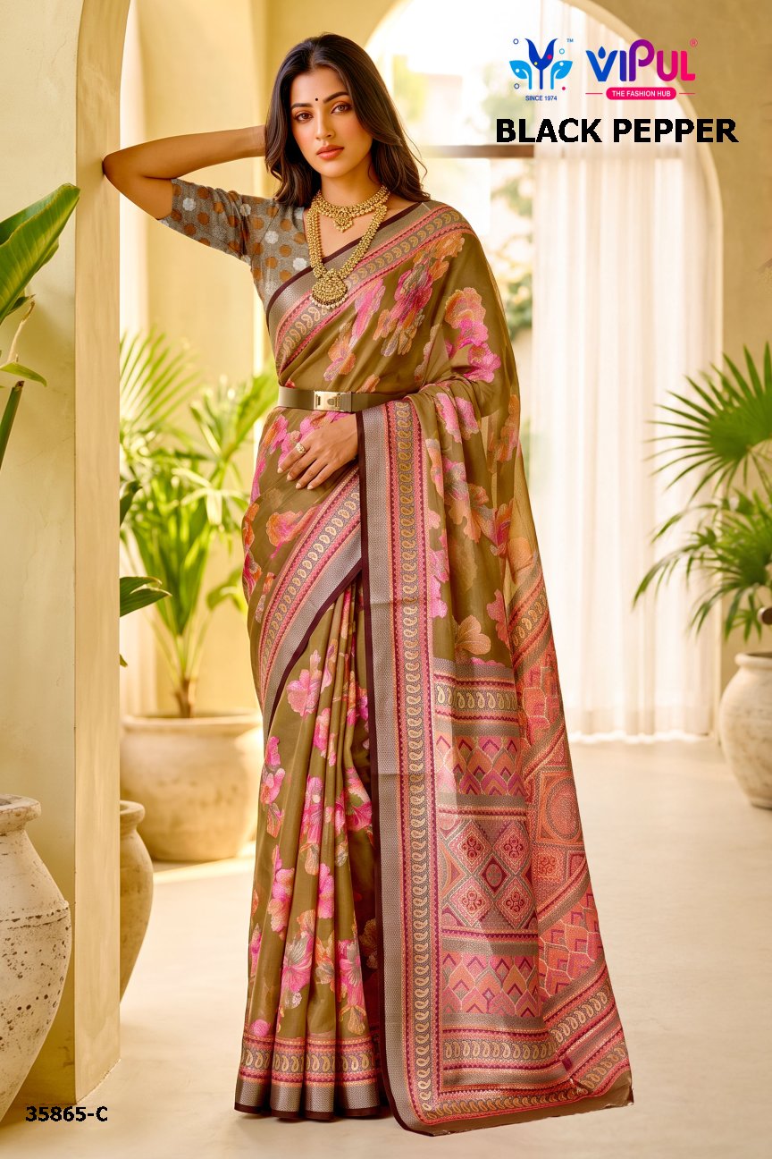 Black Pepper 35865 Vipul Brasso Sarees Manufacturer Gujarat