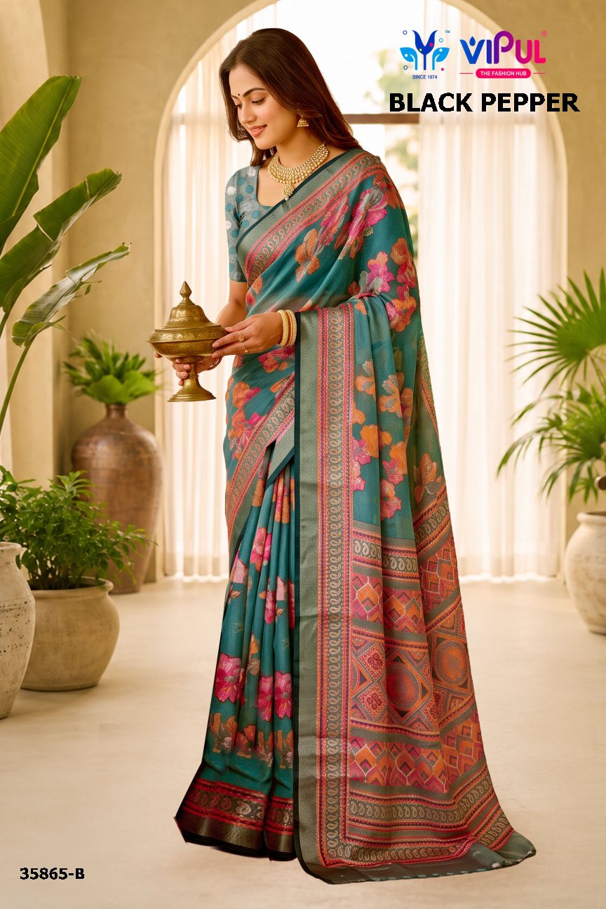 Black Pepper 35865 Vipul Brasso Sarees Manufacturer Gujarat