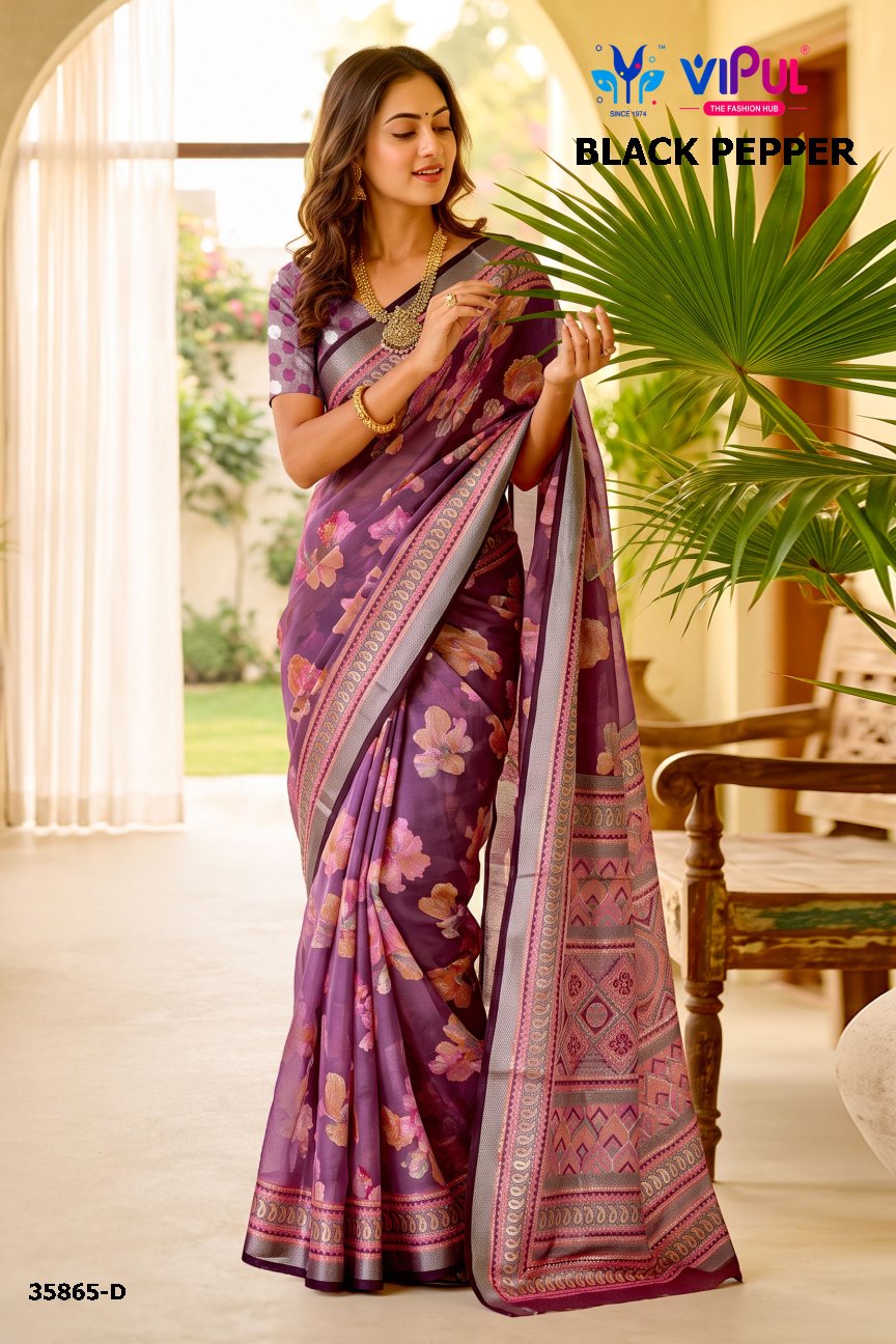 Black Pepper 35865 Vipul Brasso Sarees Manufacturer Gujarat