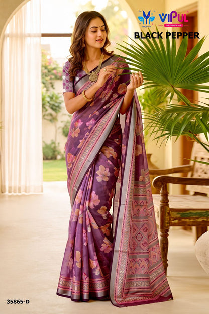 Black Pepper 35865 Vipul Brasso Sarees Manufacturer Gujarat