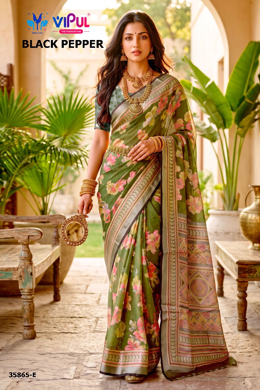 Black Pepper 35865 Vipul Brasso Sarees Manufacturer Gujarat