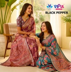 Black Pepper 35865 Vipul Brasso Sarees Manufacturer Gujarat