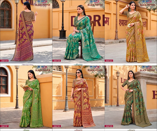 Black Pepper 35872 Vipul Brasso Sarees Supplier Ahmedabad