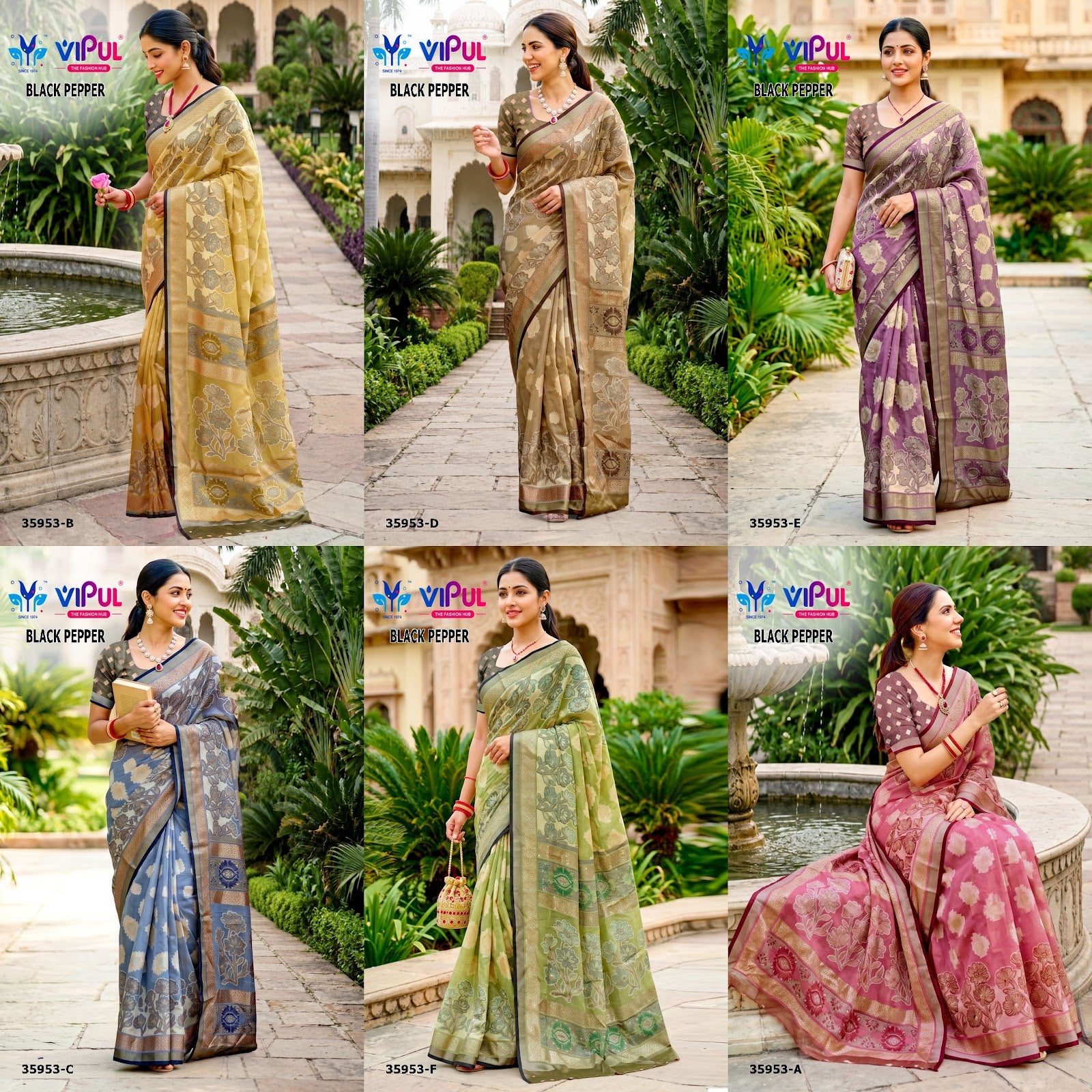 Black Pepper 35953 Vipul Brasso Sarees Supplier