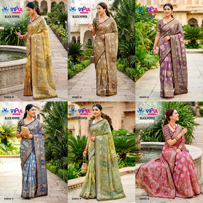 Black Pepper 35953 Vipul Brasso Sarees Supplier