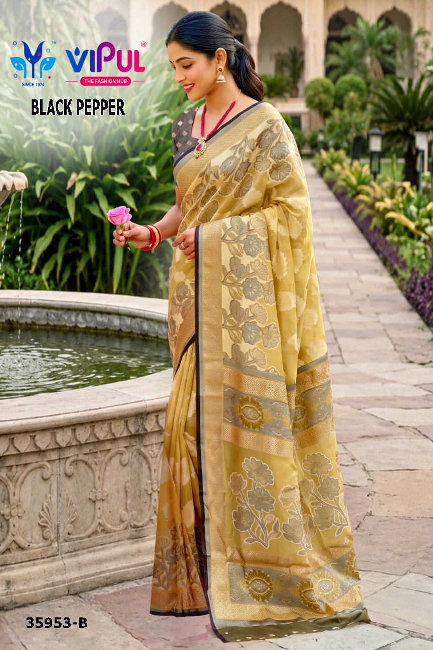 Black Pepper 35953 Vipul Brasso Sarees Supplier