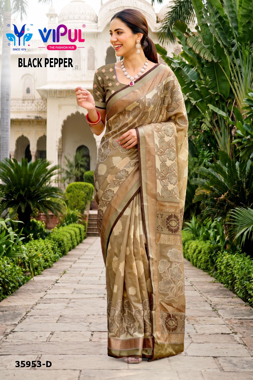 Black Pepper 35953 Vipul Brasso Sarees Supplier