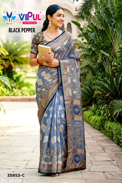 Black Pepper 35953 Vipul Brasso Sarees Supplier