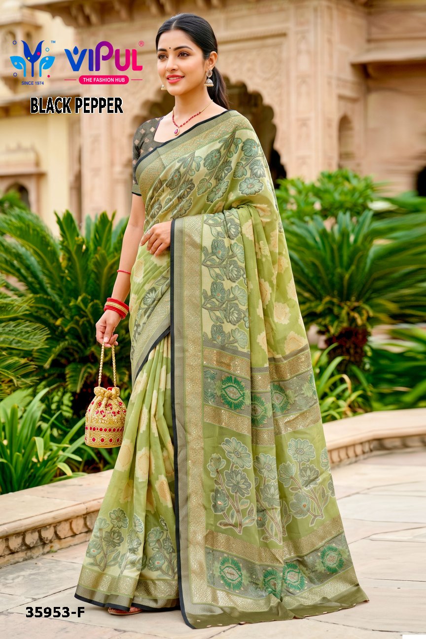 Black Pepper 35953 Vipul Brasso Sarees Supplier