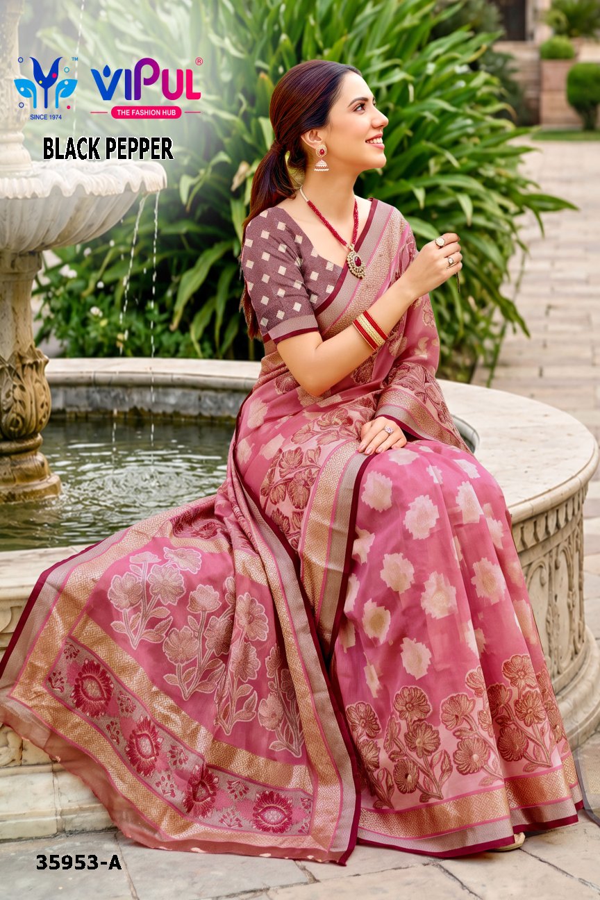 Black Pepper 35953 Vipul Brasso Sarees Supplier