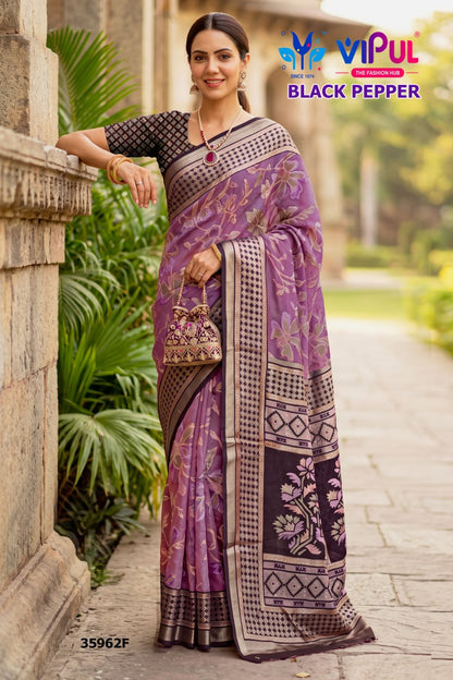 Black Pepper 35962 Vipul Brasso Sarees Wholesaler India
