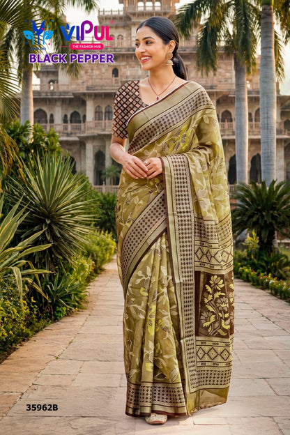 Black Pepper 35962 Vipul Brasso Sarees Wholesaler India