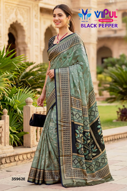Black Pepper 35962 Vipul Brasso Sarees Wholesaler India