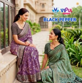 Black Pepper 35962 Vipul Brasso Sarees Wholesaler India