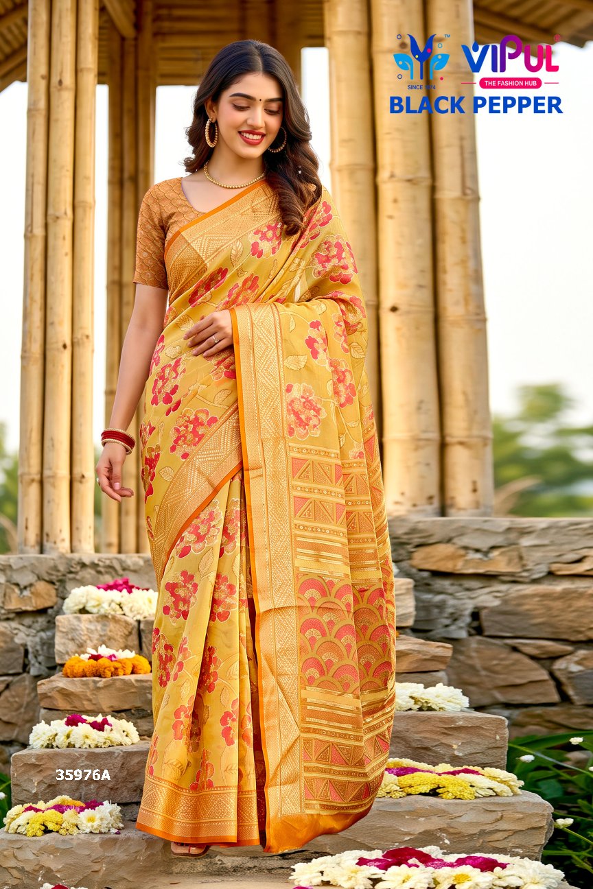 Black Pepper 35976 Vipul Brasso Sarees Supplier Gujarat