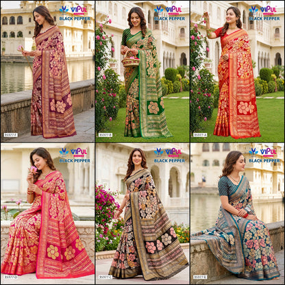 Black Pepper 35977 Vipul Brasso Sarees Manufacturer Ahmedabad