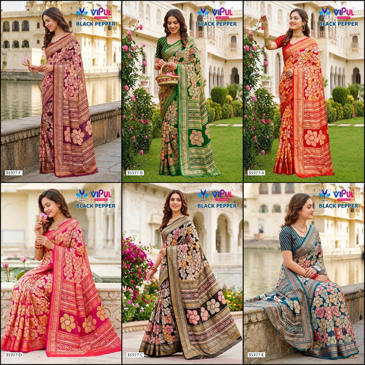 Black Pepper 35977 Vipul Brasso Sarees Manufacturer Ahmedabad