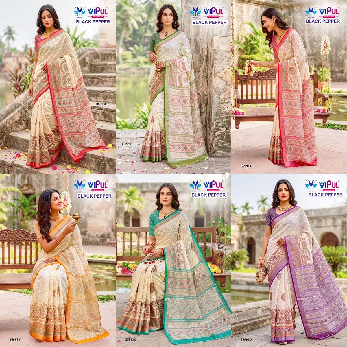 Black Pepper 35991 Vipul Brasso Sarees Wholesaler India
