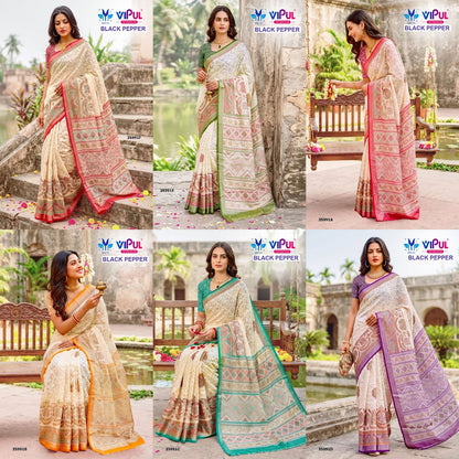 Black Pepper 35991 Vipul Brasso Sarees Wholesaler India