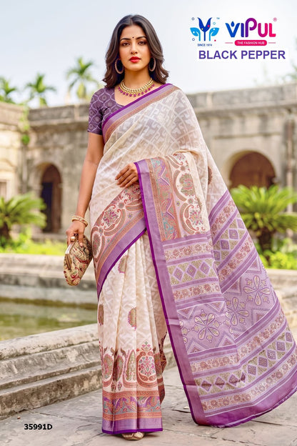 Black Pepper 35991 Vipul Brasso Sarees Wholesaler India