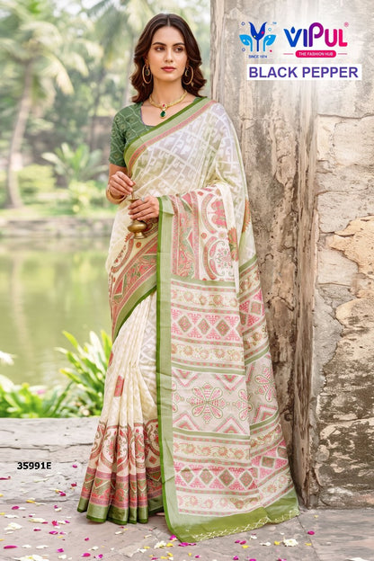 Black Pepper 35991 Vipul Brasso Sarees Wholesaler India