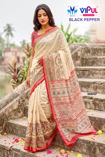Black Pepper 35991 Vipul Brasso Sarees Wholesaler India