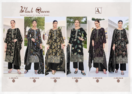 Black Queen Alok Reyon Karachi Salwar Suits Supplier Gujarat