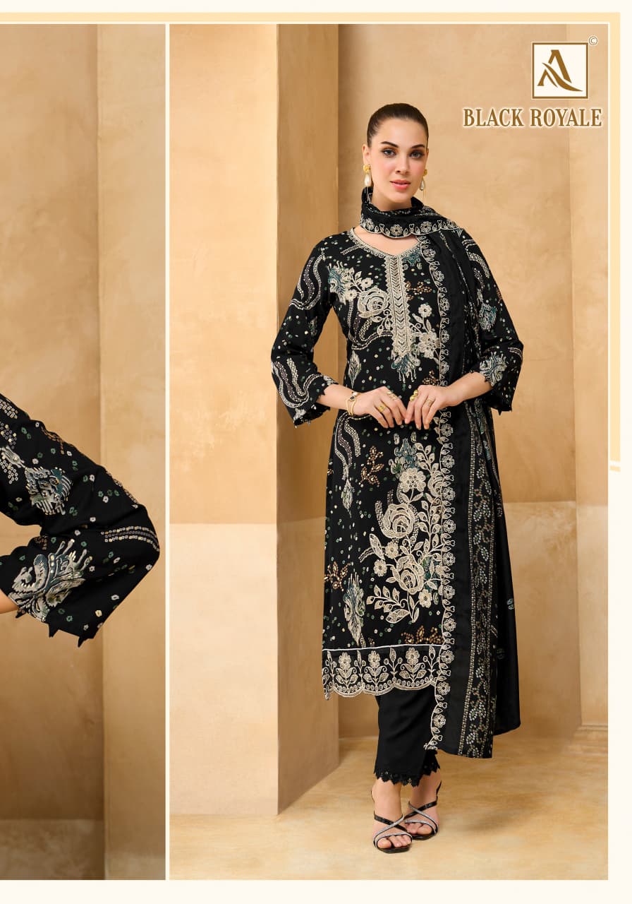 Black Royale Alok Viscose Reyon Karachi Salwar Suits Supplier Ahmedabad