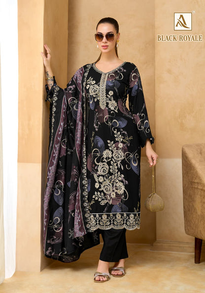 Black Royale Alok Viscose Reyon Karachi Salwar Suits Supplier Ahmedabad