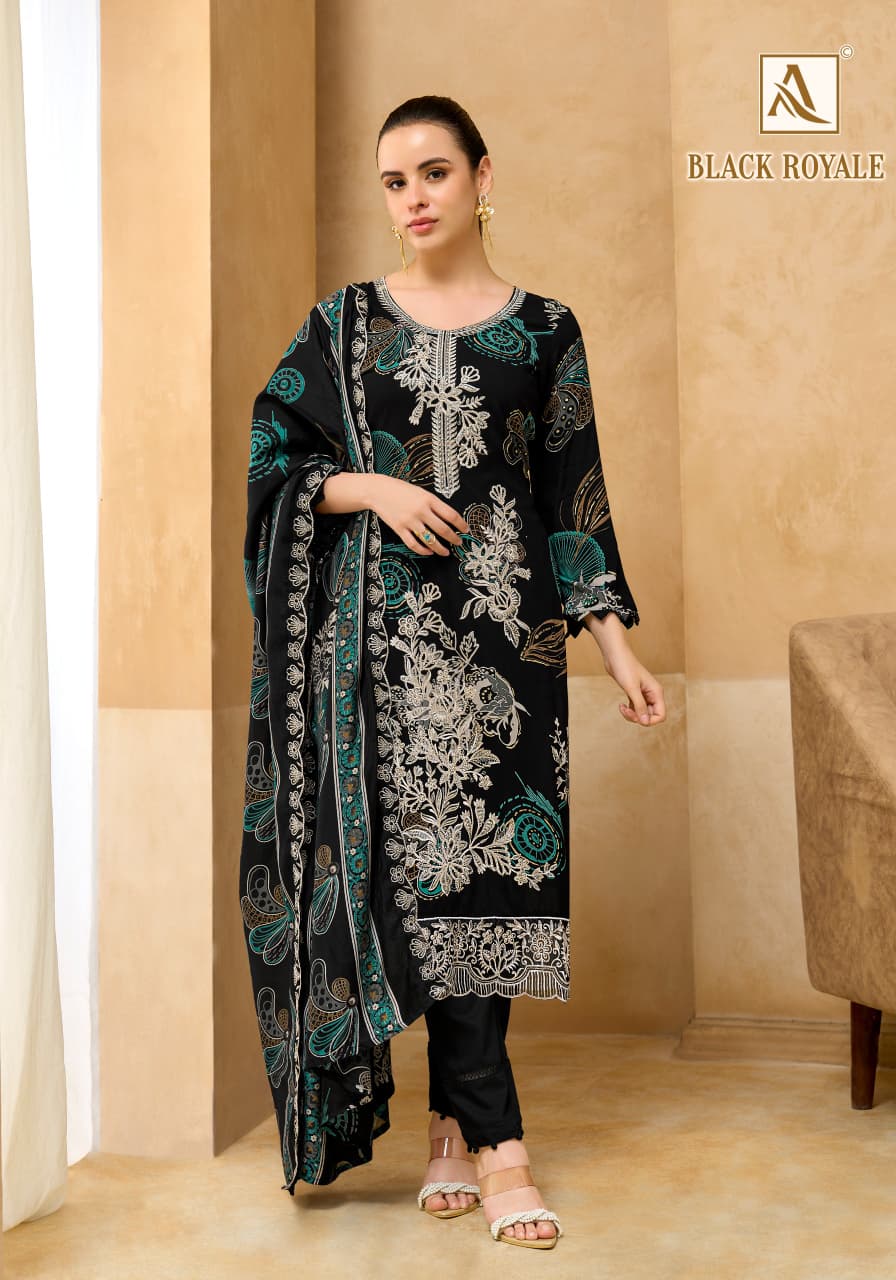 Black Royale Alok Viscose Reyon Karachi Salwar Suits Supplier Ahmedabad