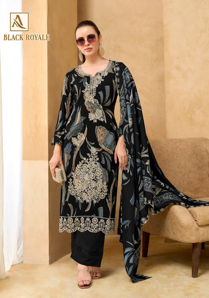 Black Royale Alok Viscose Reyon Karachi Salwar Suits Supplier Ahmedabad